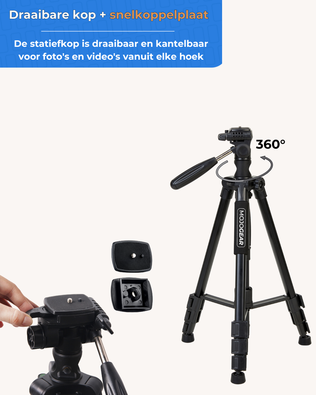 MOJOGEAR 167cm 3-in-1 Tripod: Tripod, Monopod & Horizontal Arm