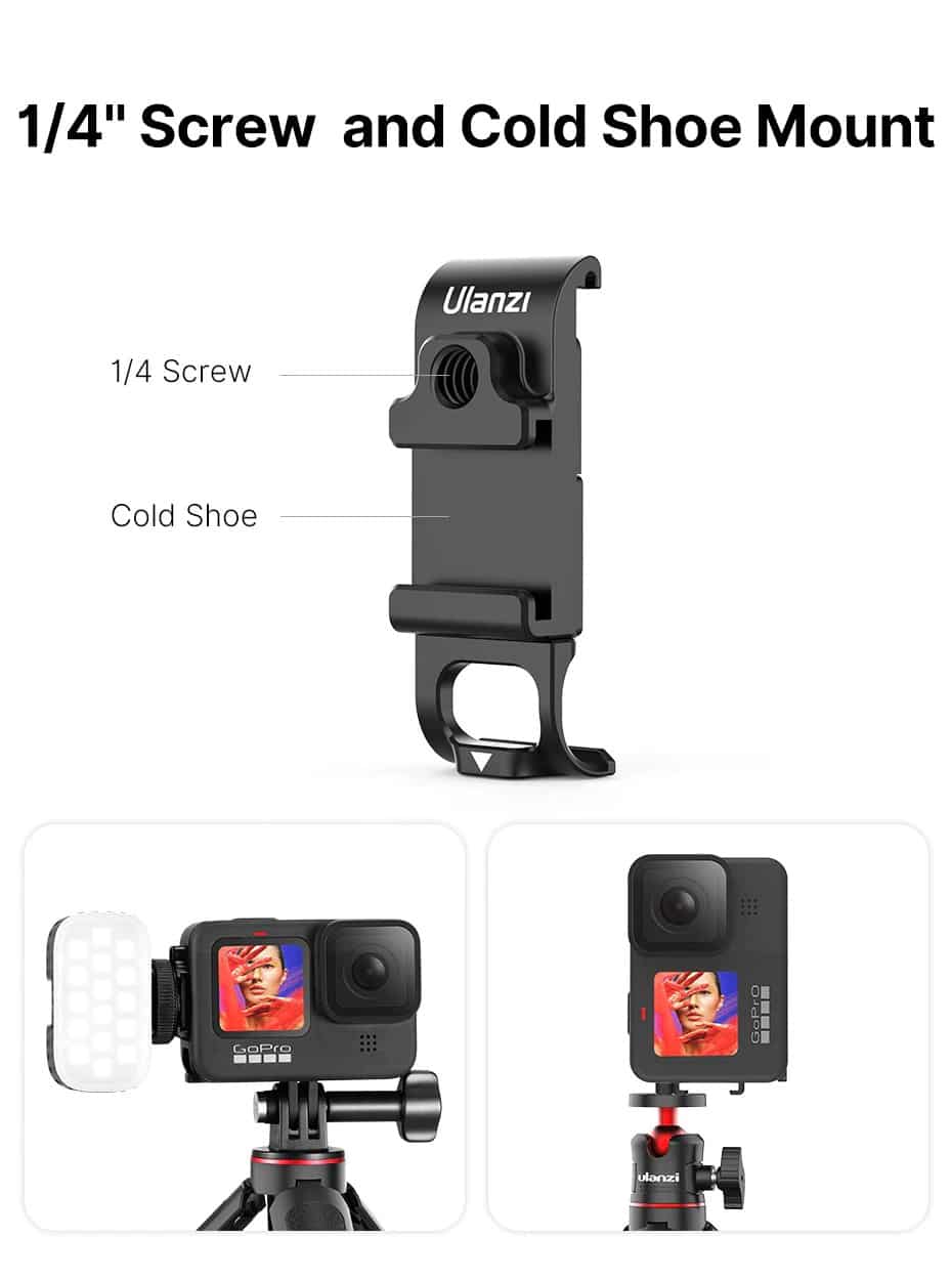 Ulanzi G9-6 GoPro Hero 9,10,11,12 en 13 batterijklep met oplaadaansluiting en Cold Shoe Mount - GoPro Batterijkleppen