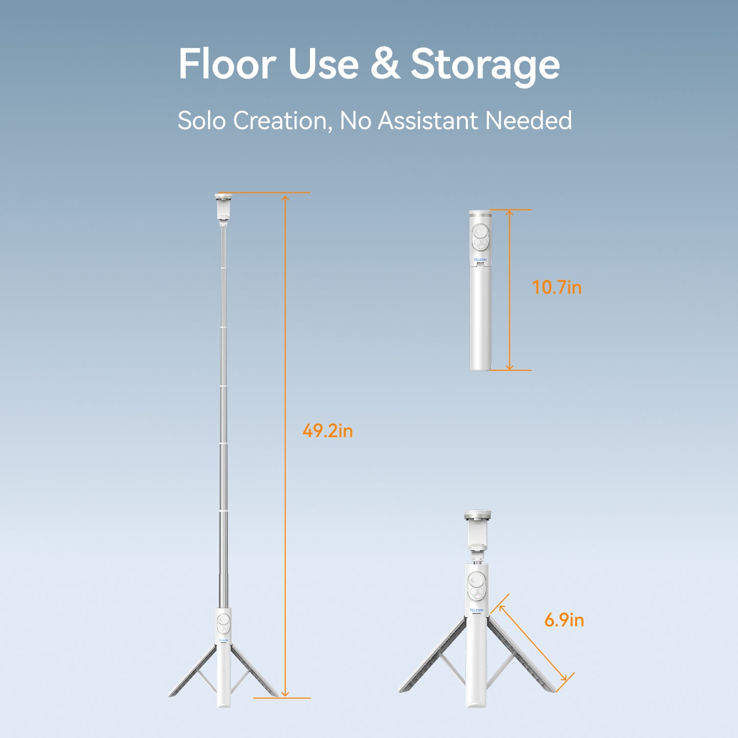 Telesin P1-TSS-001 Selfie Stick Tripod - White