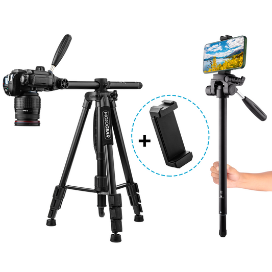 MOJOGEAR 167cm 3-in-1 Tripod: Tripod, Monopod & Horizontal Arm