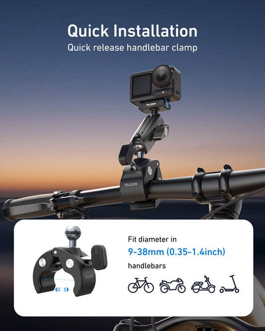 Telesin Tube Clamp voor DJI Osmo Action 3/4/5/6 - Grijs - GoPro Mounts