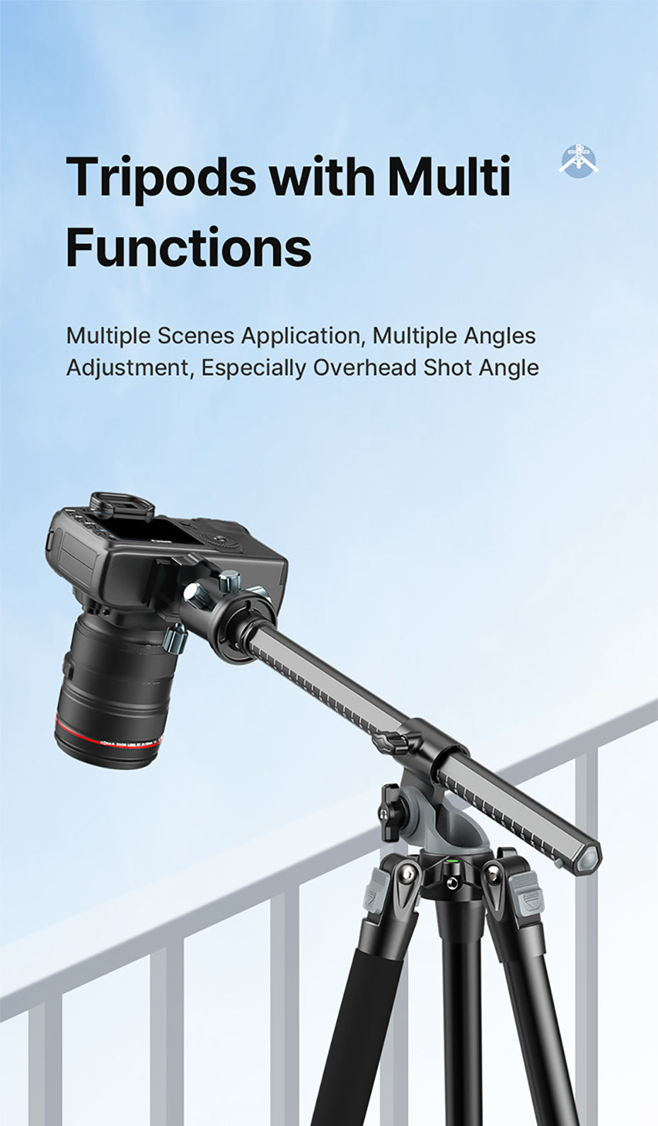 Ulanzi MT-59 premium tripod with horizontal/tiltable arm - 176cm