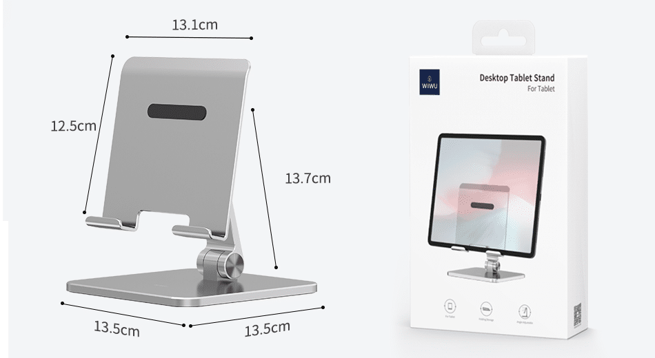 WiWu Luxe Tabletstandaard voor Tafel of Bureau Metaal - Extra Stevig & Opvouwbaar - Tablethouders