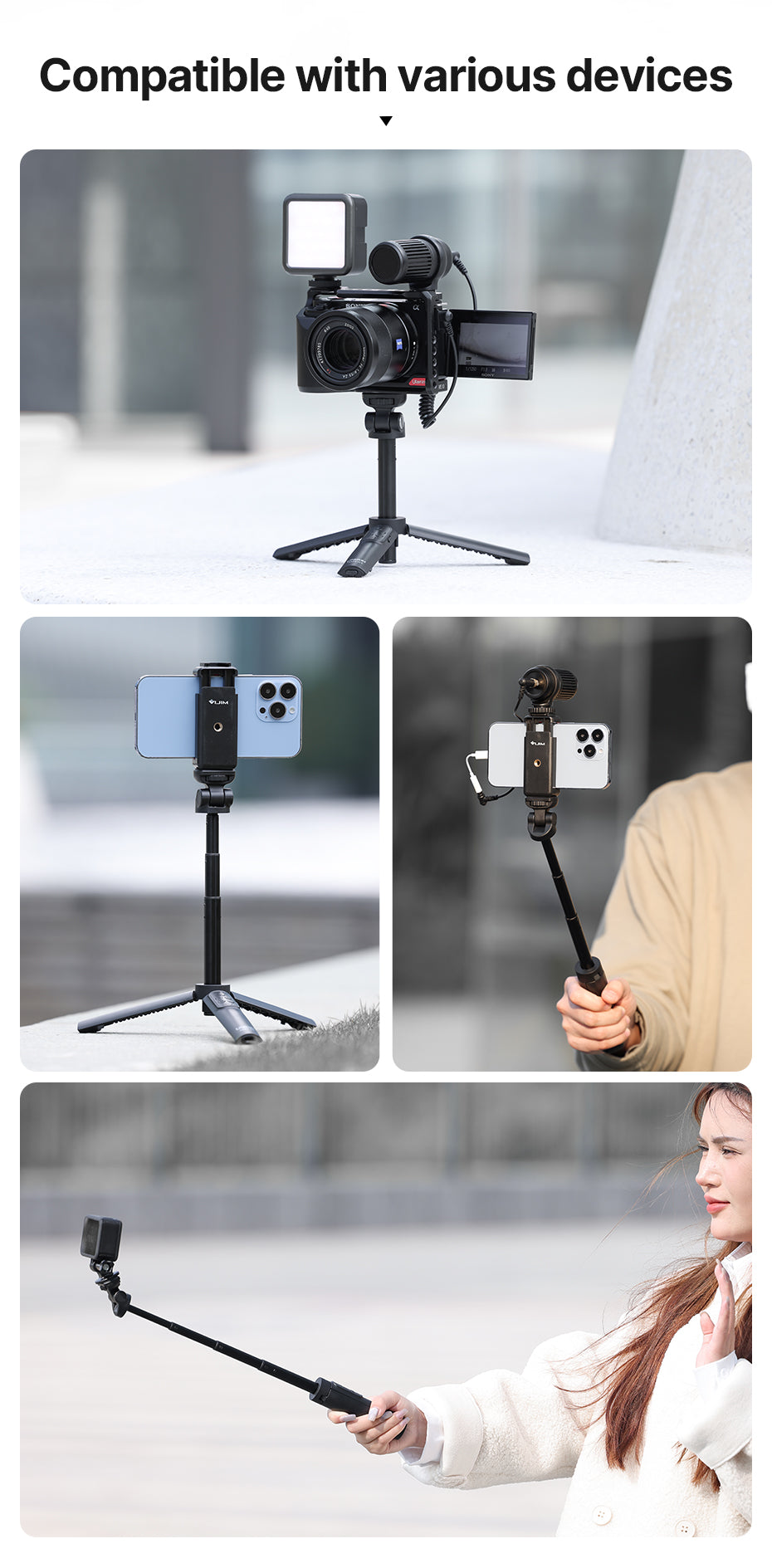 Ulanzi RMT-01 selfie stick tripod with remote for camera & smartphone