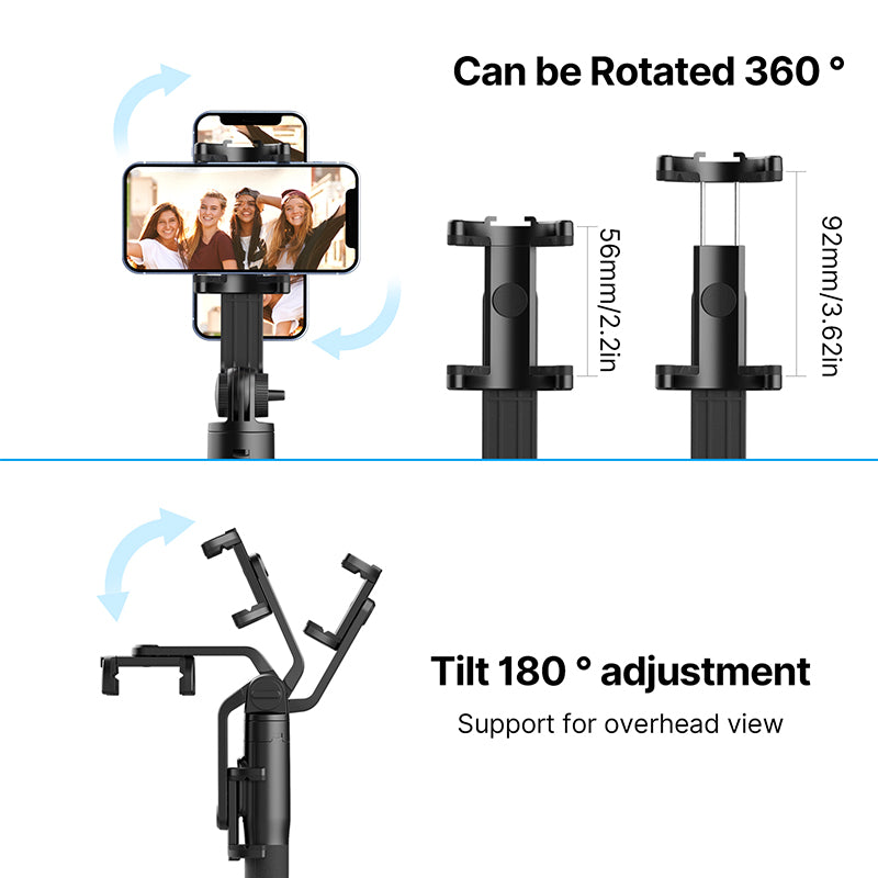 Ulanzi SK-03 Selfie Stick Statief 160 cm met klem en Bluetooth remote - Selfiesticks
