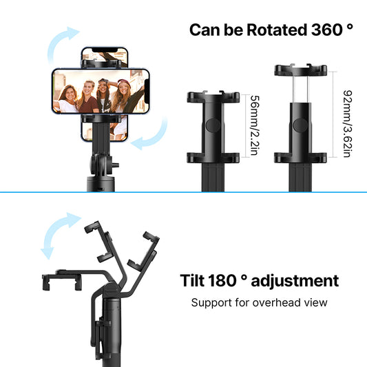 Ulanzi SK-03 Selfie Stick Statief 160 cm met klem en Bluetooth remote - Selfiesticks