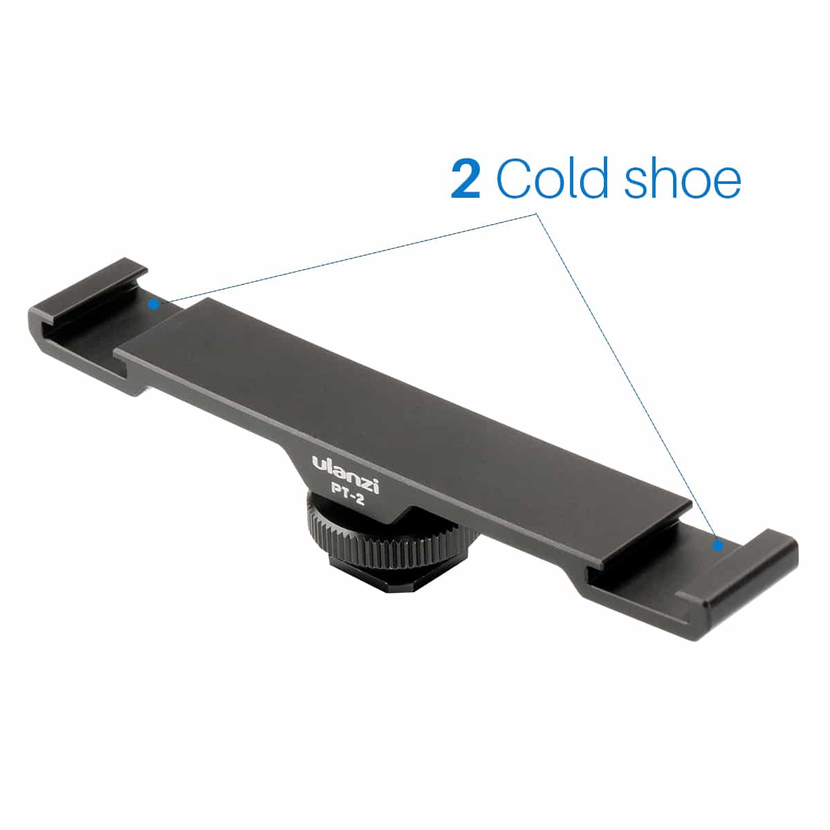 Ulanzi PT-2 Dual Cold Shoe Mount voor camera en telefoonhouder - Statiefaccessoires