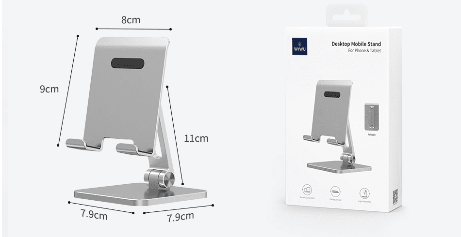 WiWu Luxe Smartphone en Tablet Standaard voor tafel of bureau Metaal - Extra Stevig & Opvouwbaar - Telefoonhouders