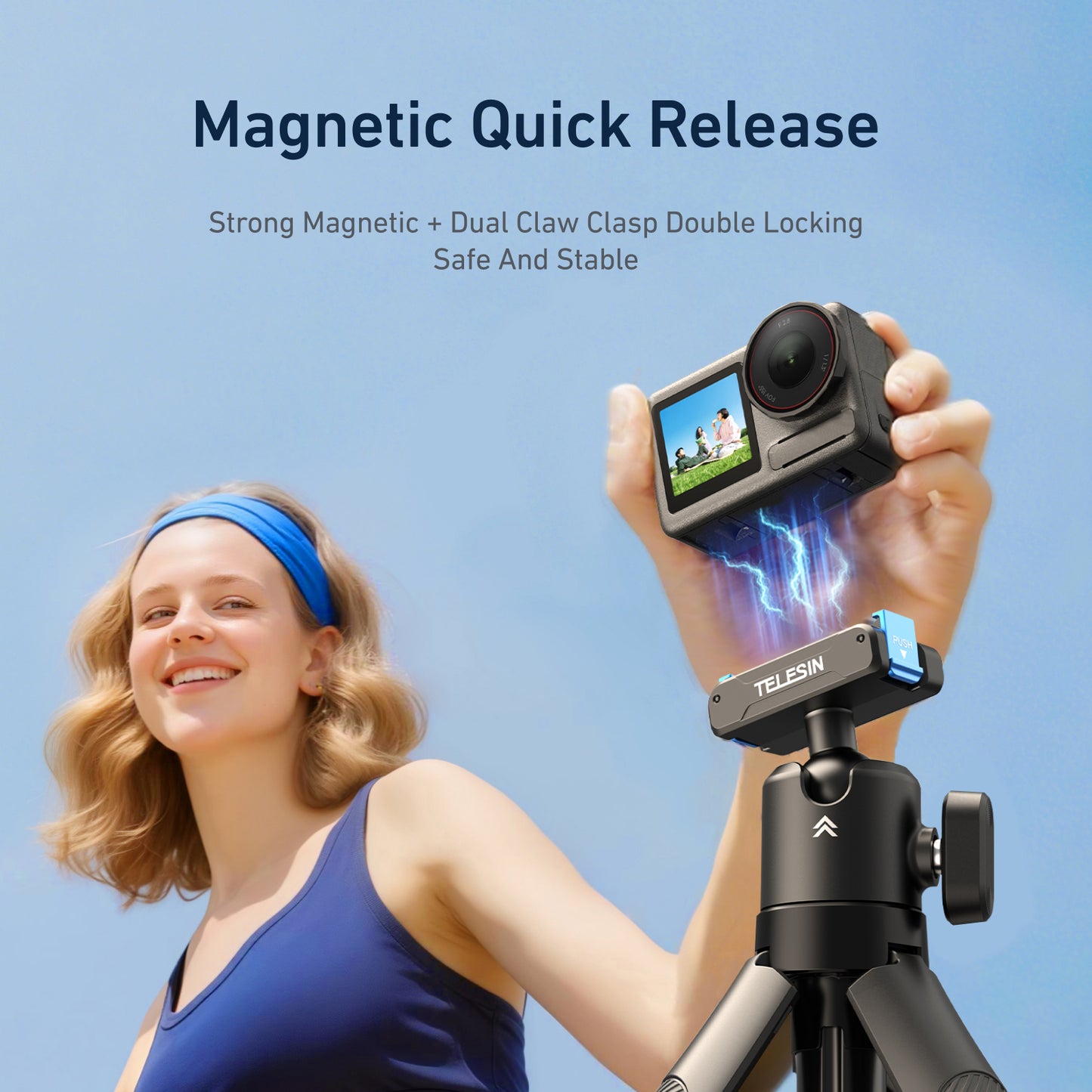 Telesin Quick-release Selfiestick for DJI Osmo Action & 360 - Black