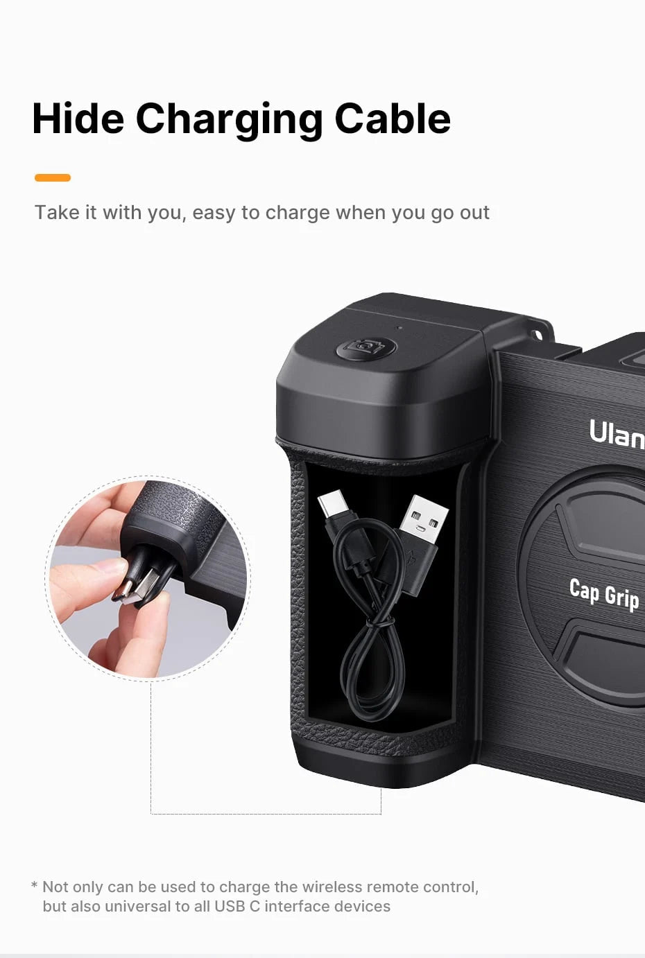 Ulanzi CapGrip II smartphone camera grip met magnetische Bluetooth afstandsbediening - Handgrips