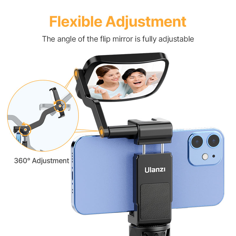 Ulanzi ST-30 Phone holder for tripod with selfie/vlog mirror