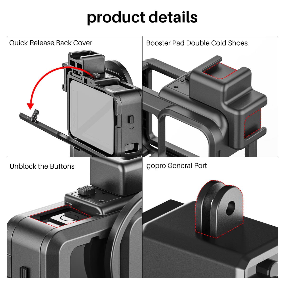 Ulanzi GoPro Hero 9 / Hero 10 / Hero 11 / Hero 12 vlog cage plastic G9-4