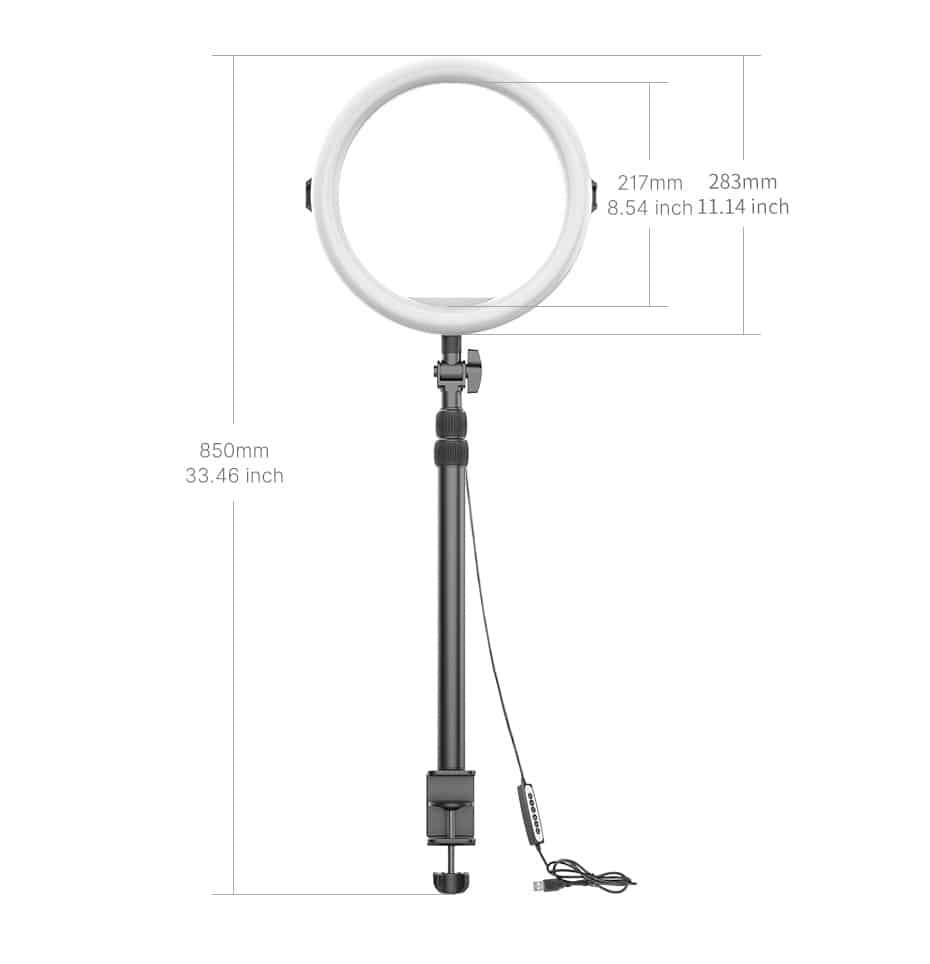 VIJIM K10 RGB Desktop Ring Light with Extendable Tripod and Table Clamp