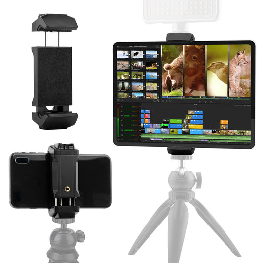 MOJOGEAR Phone & Tablet Holder for Tripod - With Cold Shoe Mount