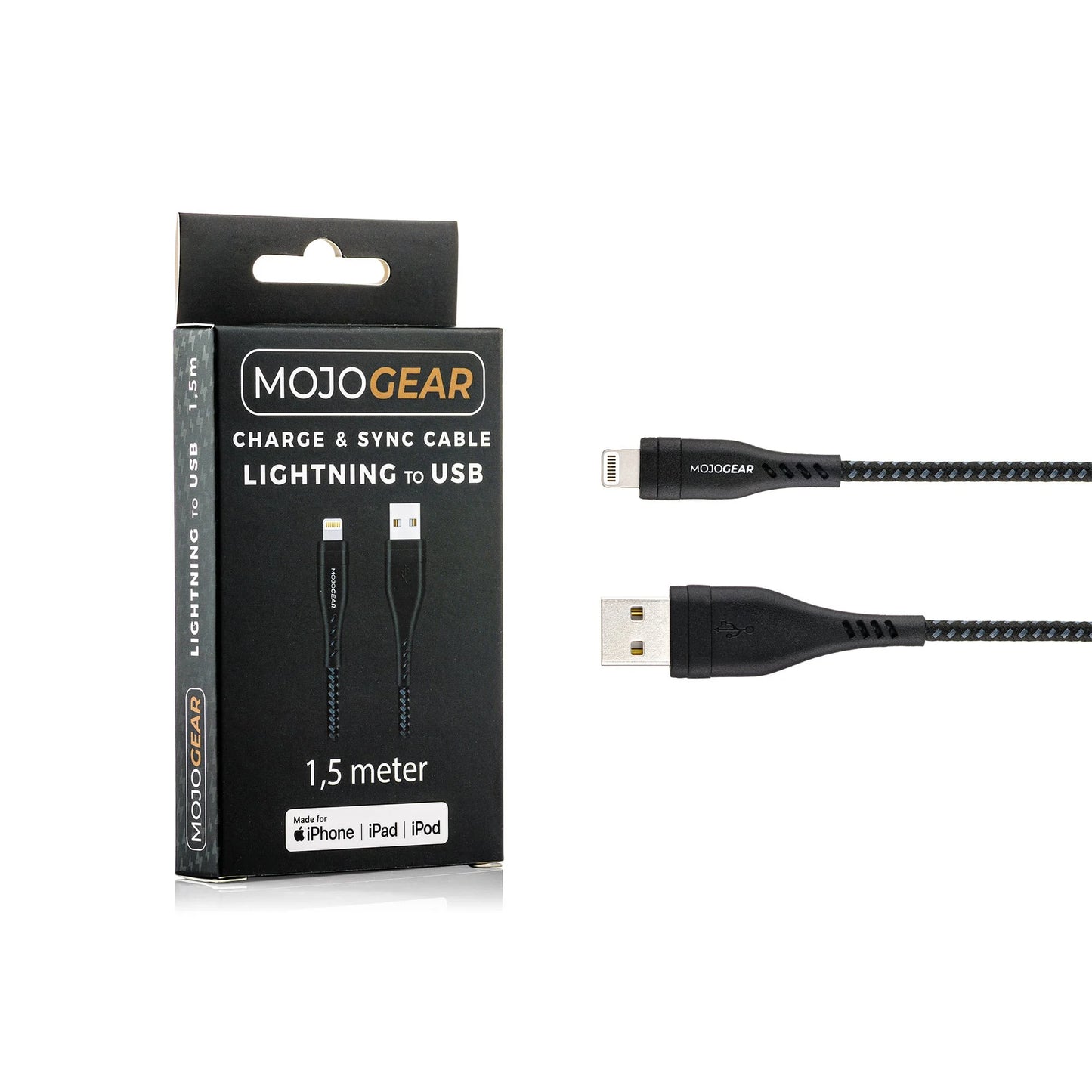 2x MOJOGEAR Apple Lightning to USB cable extra strong [DUO PACK]