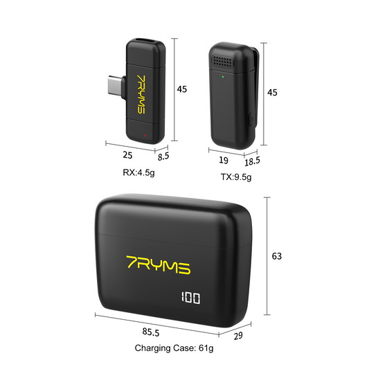 7RYMS Rimo S1(UC) 2.4G Dual-channel Draadloze microfoon USB-C -