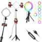 VIJIM K9 RGB Ringlamp met selfie stick-statief en telefoonhouder - 10 kleuren - Ringlampen