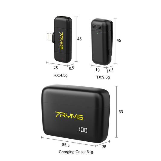 7RYMS Rimo S1(LN) 2.4G Dual-channel draadloze microfoon met Lightning aansluiting - Draadloze microfoons