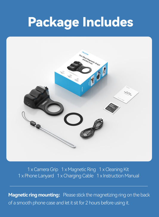 Telesin Fun Shot smartphone grip 2 magnetisch - Zwart - Handgrips