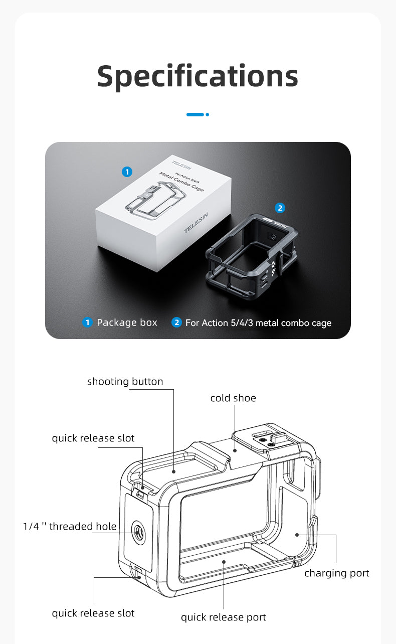 Telesin Metal Cage for DJI Osmo Action 3/4
