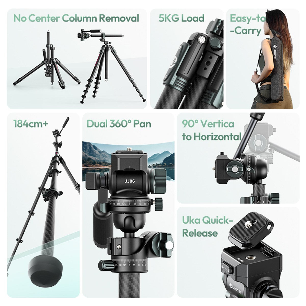 Ulanzi GlideGo JJ06 Video Tripod Carbon - Black