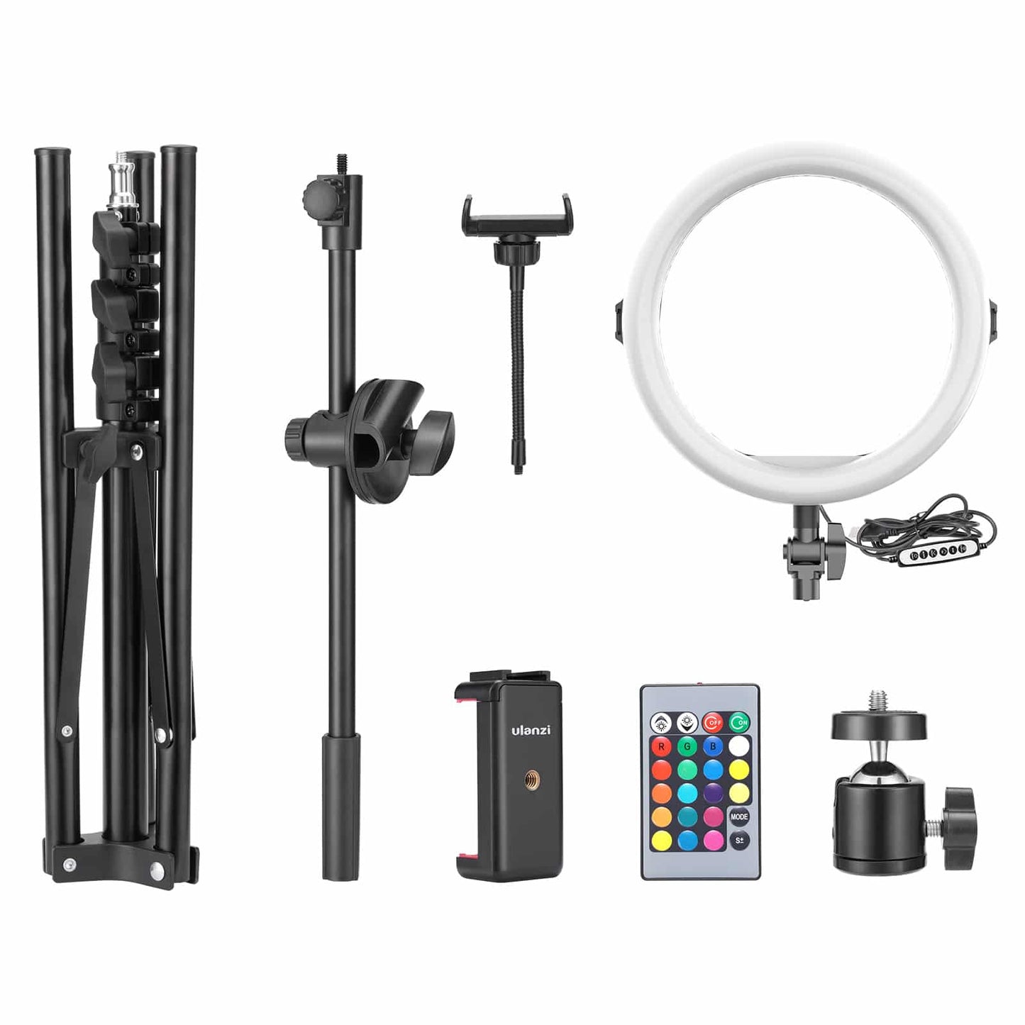 VIJIM K15 RGB Ring lamp with 170cm tripod, arm and remote