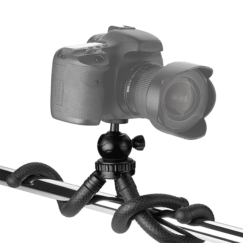 Flexible tripod with extra sturdy legs SET: includes phone holder, bluetooth remote shutter, GoPro mount adapter storage bag