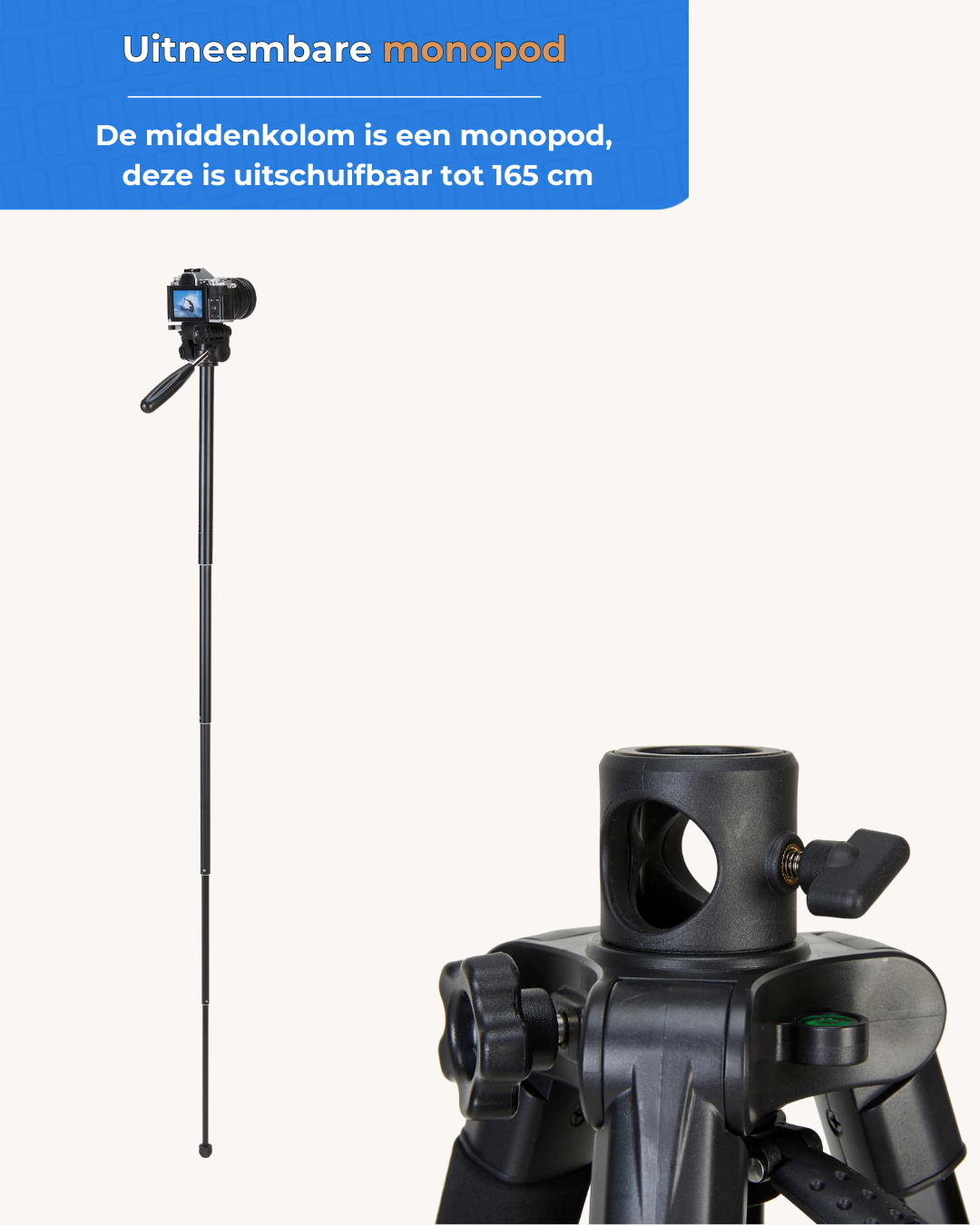 MOJOGEAR 167cm 3-in-1 Tripod: Tripod, Monopod & Horizontal Arm