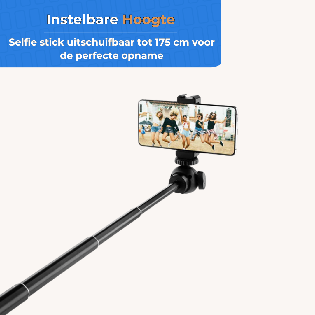 MOJOGEAR Vlog KIT: mini-statief, telefoonhouder & extra lange selfie stick - Ministatieven