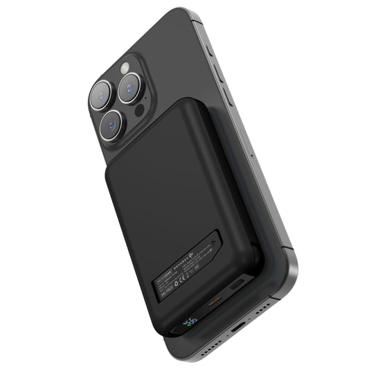 MOJOGEAR NovaMag All-in-1 Powerbank 10.000 mAh – Draadloos Qi2 & ingebouwde kabels – Zwart - Powerbanks