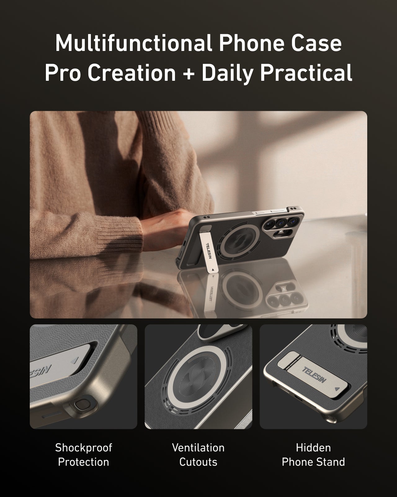 Telesin Master Grip for Samsung S26 Ultra - Creator Combo with lamp and filter - Black