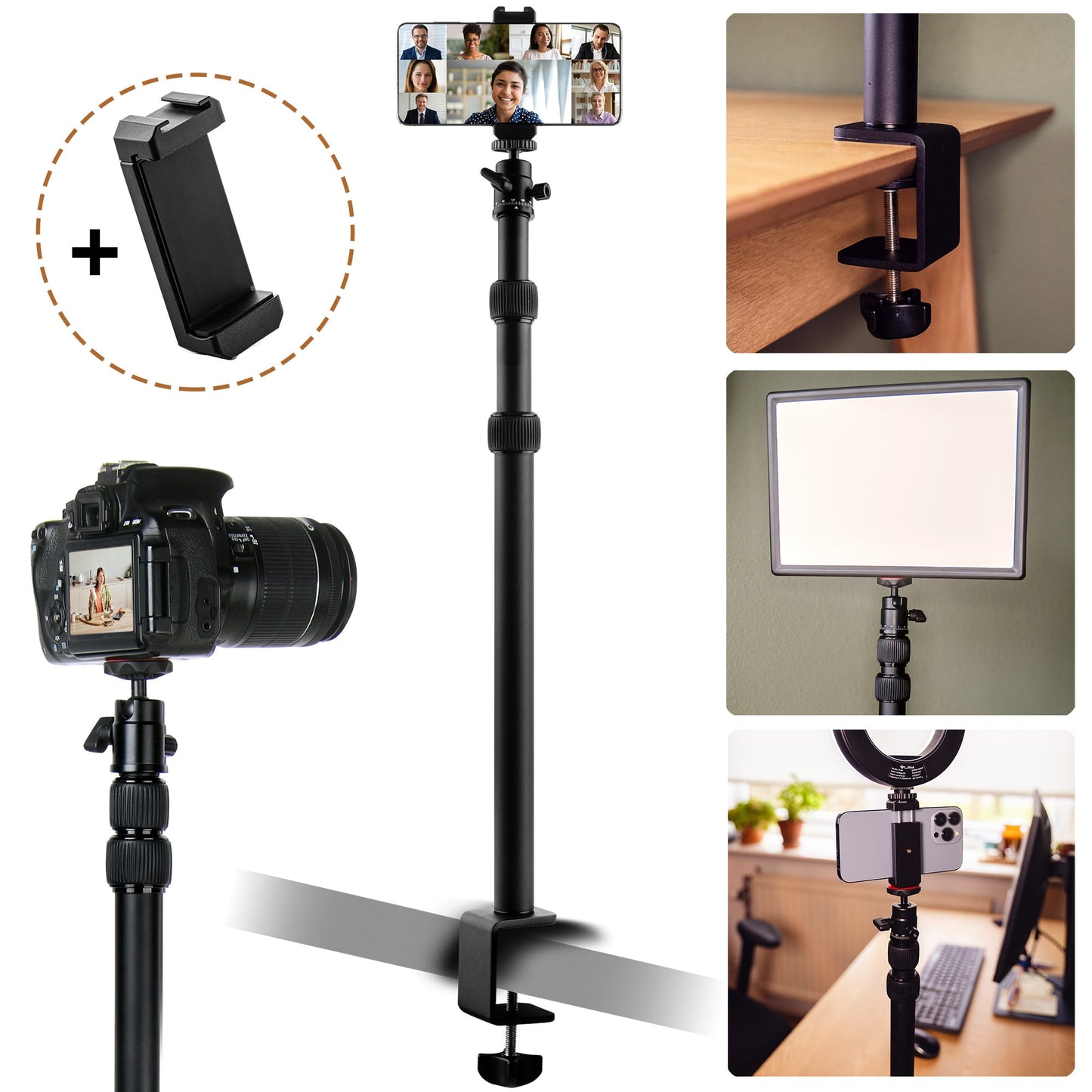 MOJOGEAR DS1 Extendable Stand with Table Clamp and Phone Holder