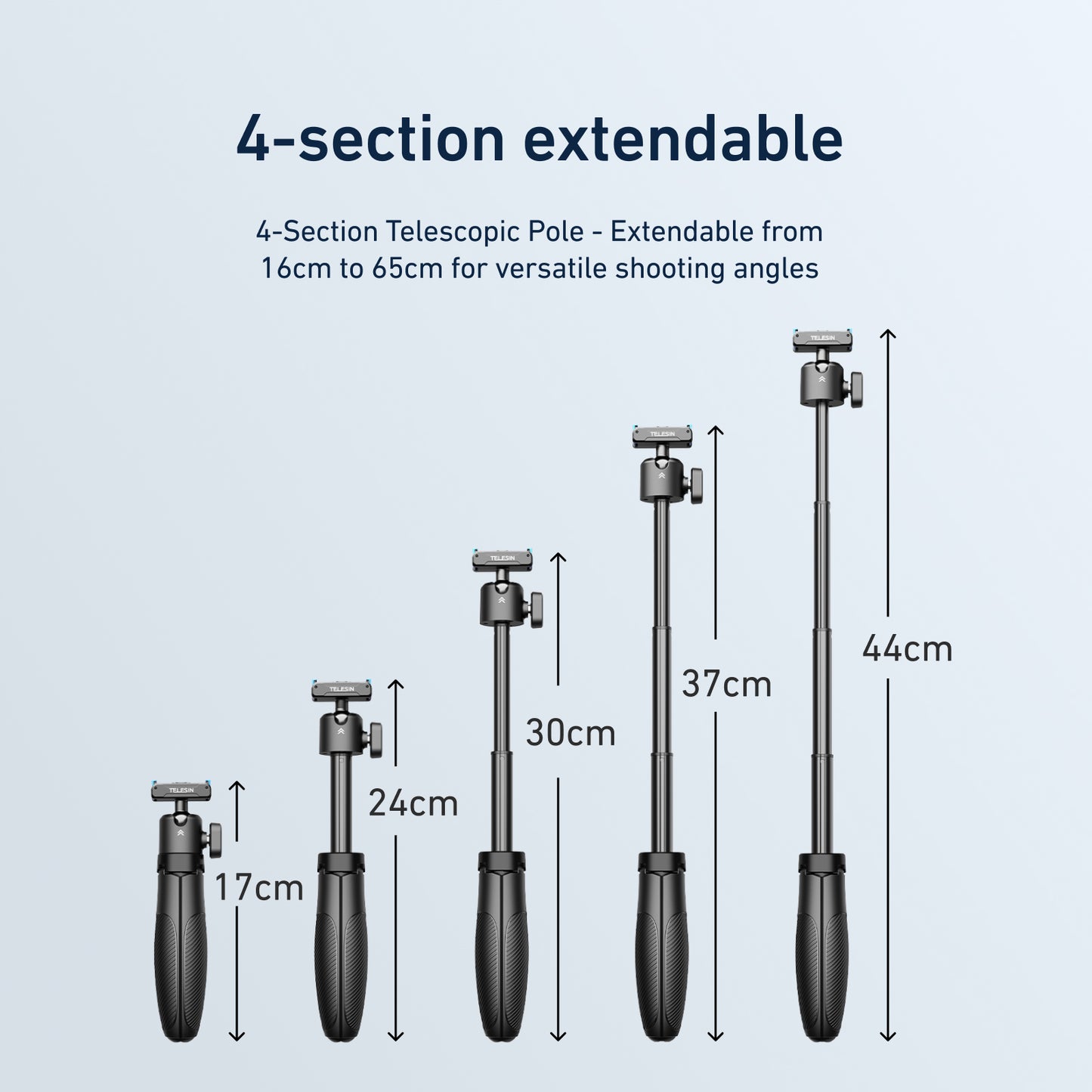Telesin Quick-release Selfiestick for DJI Osmo Action & 360 - Black
