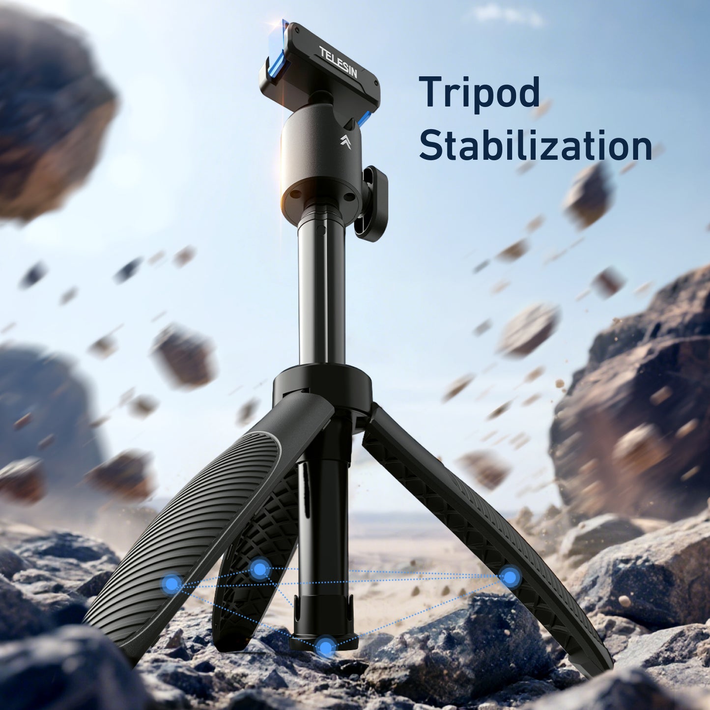 Telesin Quick-release Selfiestick for DJI Osmo Action & 360 - Black
