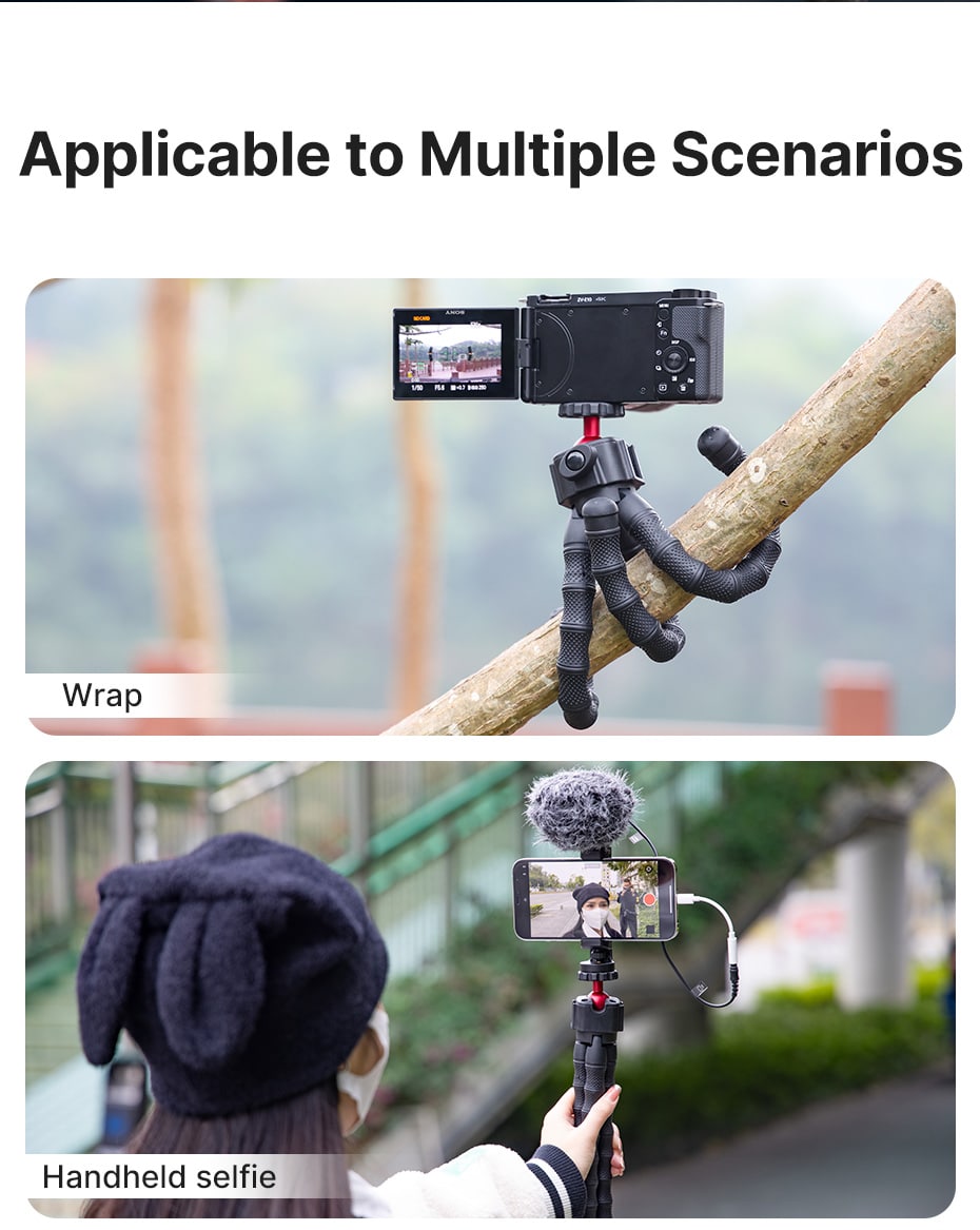 Ulanzi Octopus Vlog Kit: Flexible Tripod, Phone clamp, Microphone & Video light