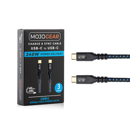 MOJOGEAR USB-C naar USB-C kabel 240W 40Gbps USB 4.0 - 3m - Telefoonkabels