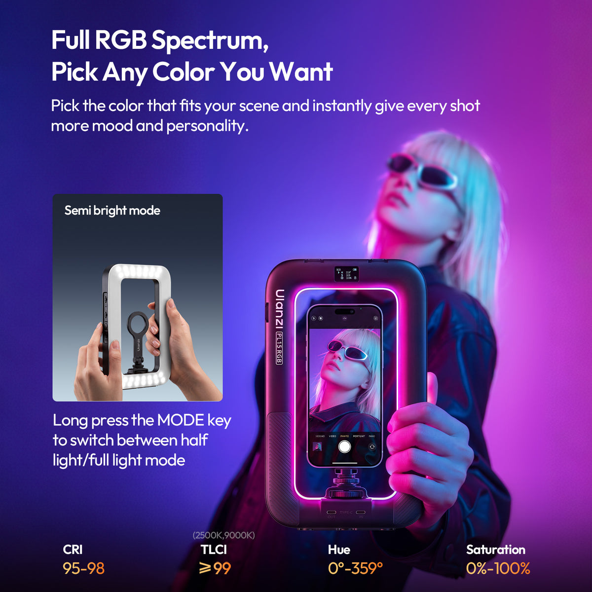 Ulanzi PL15RGB Ring Lamp Video Rig for Smartphone - MagSafe