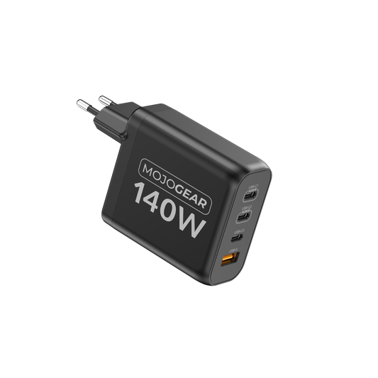 MOJOGEAR CHARGE+ 140 Watt oplader met USB-C naar USB-C kabel 3 meter | Geschikt voor Samsung/iPhone 15/16 - Opladers