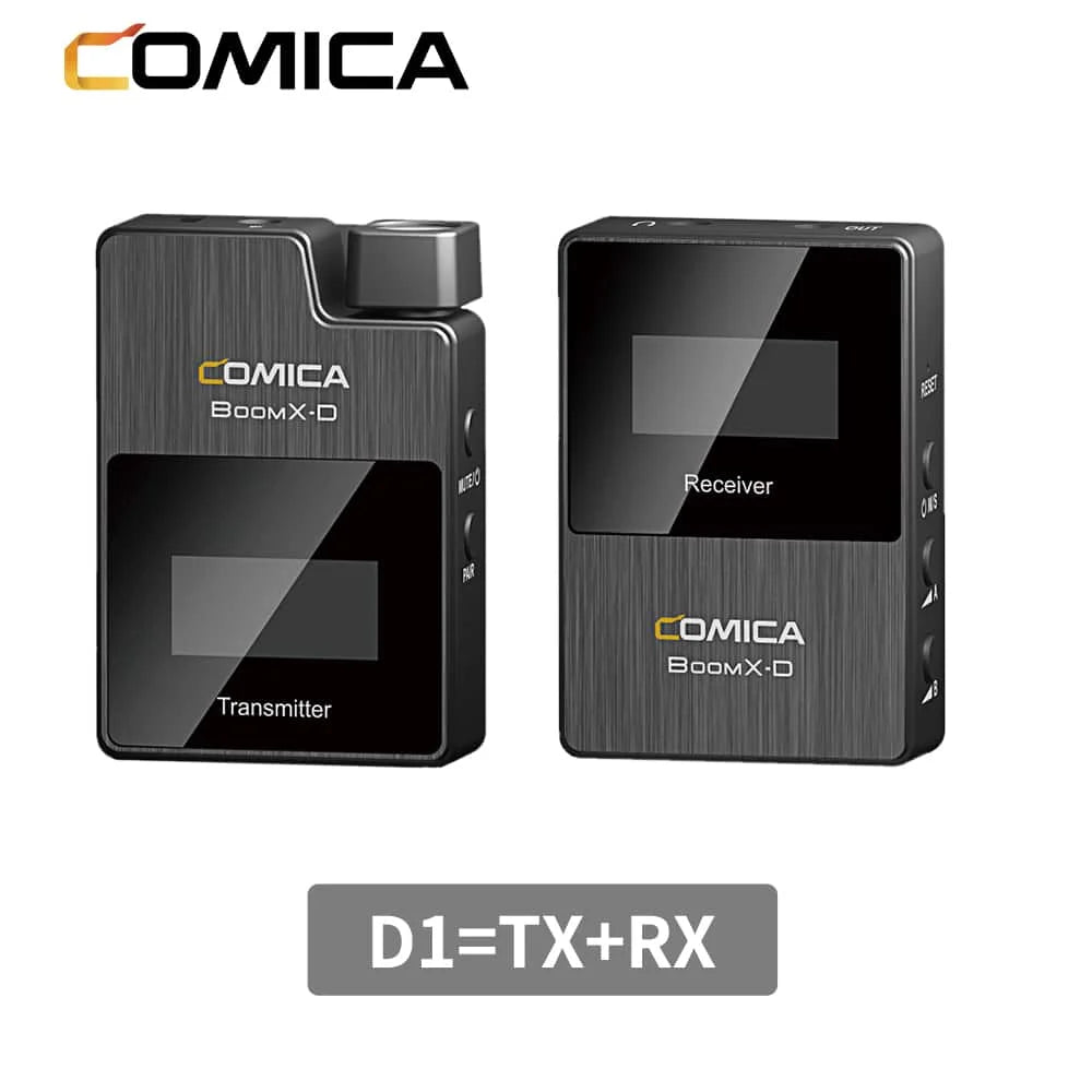 Comica BoomX-D D1 wireless microphone set with 1 transmitter and receiver for camera and smartphone