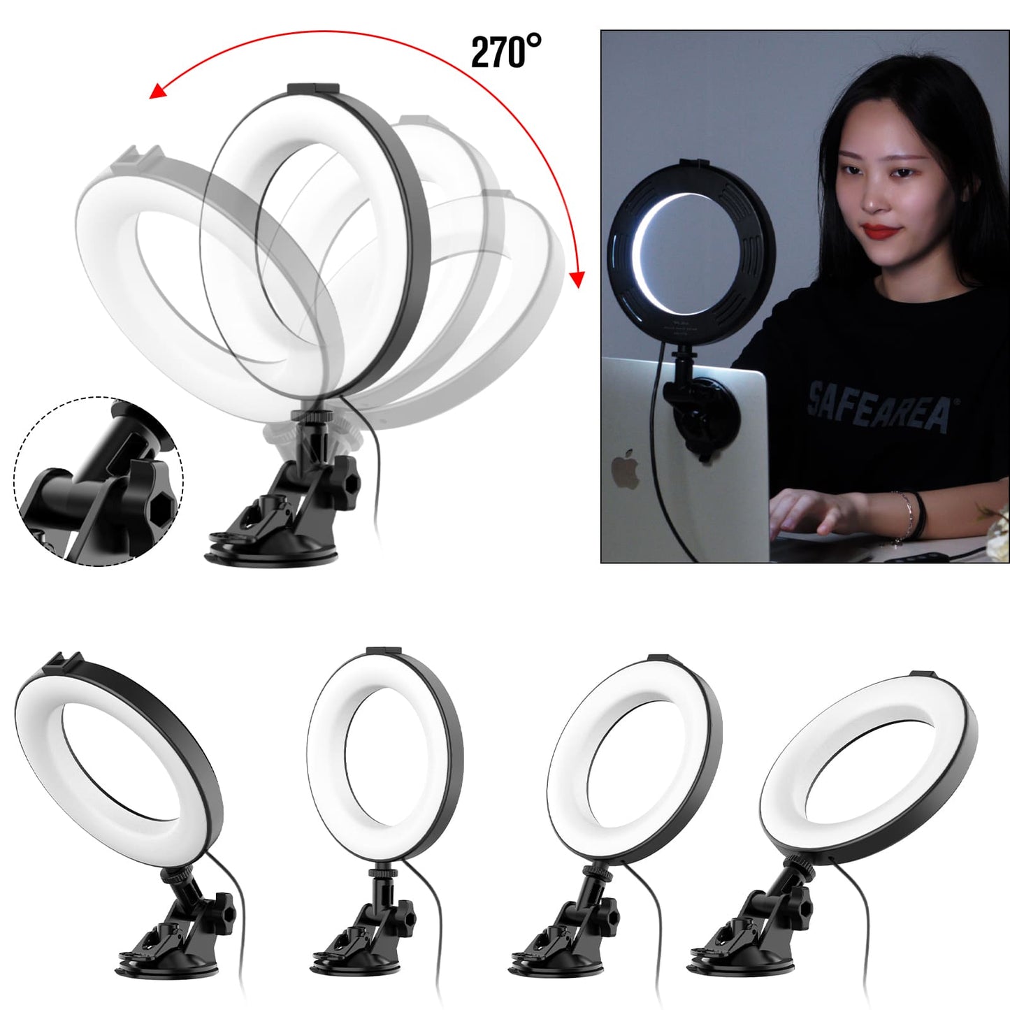 VIJIM CL05 Ring light for video calls - with suction cup for laptop / computer / monitor