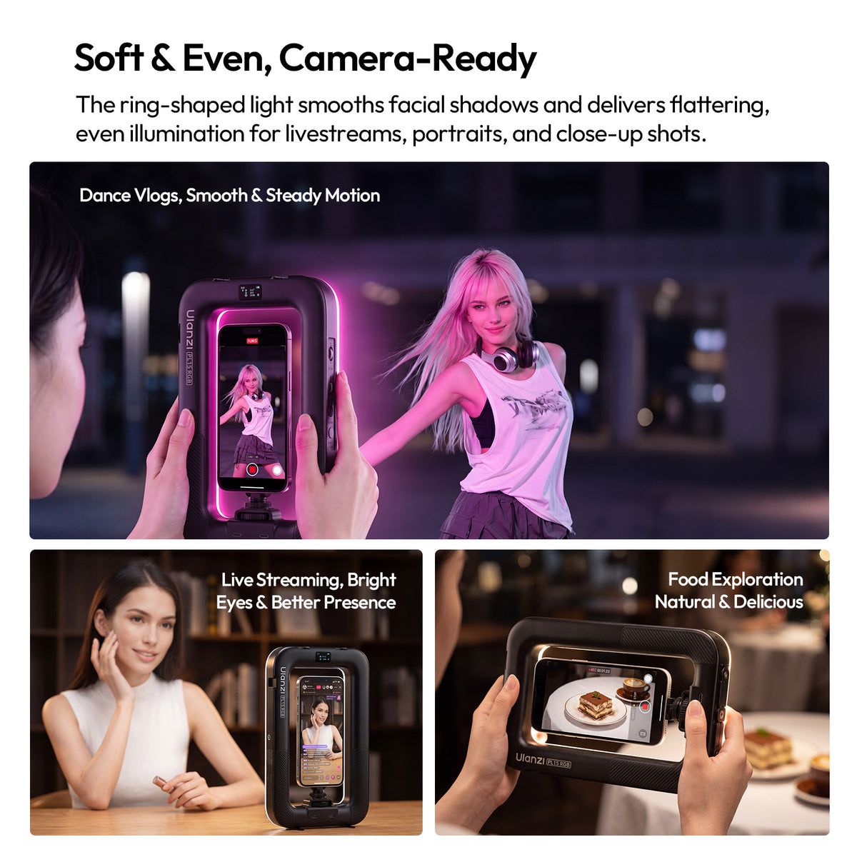 Ulanzi PL15RGB Ring Lamp Video Rig for Smartphone - MagSafe