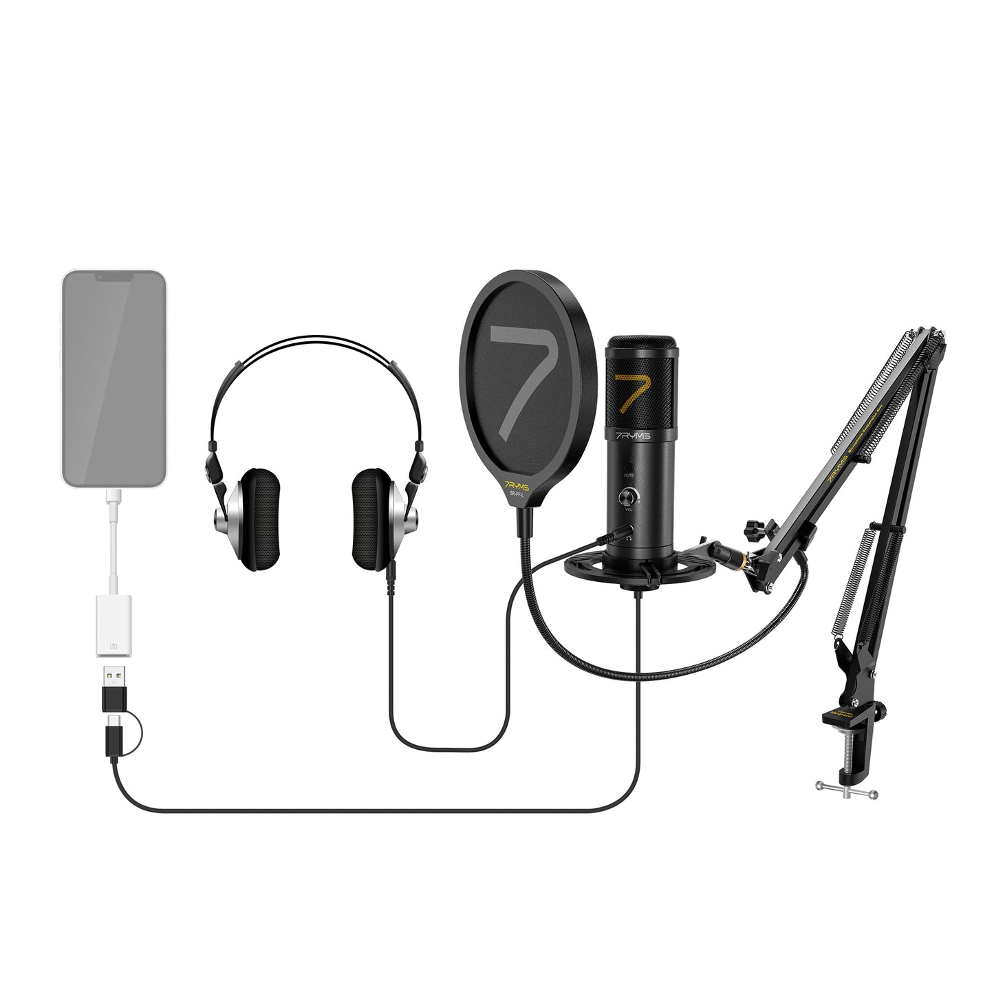 7RYMS AU01-K1 USB Microphone Kit with Table Clamp