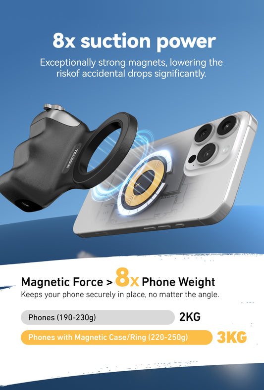 Telesin Fun Shot smartphone grip 2 magnetisch - Zwart - Handgrips