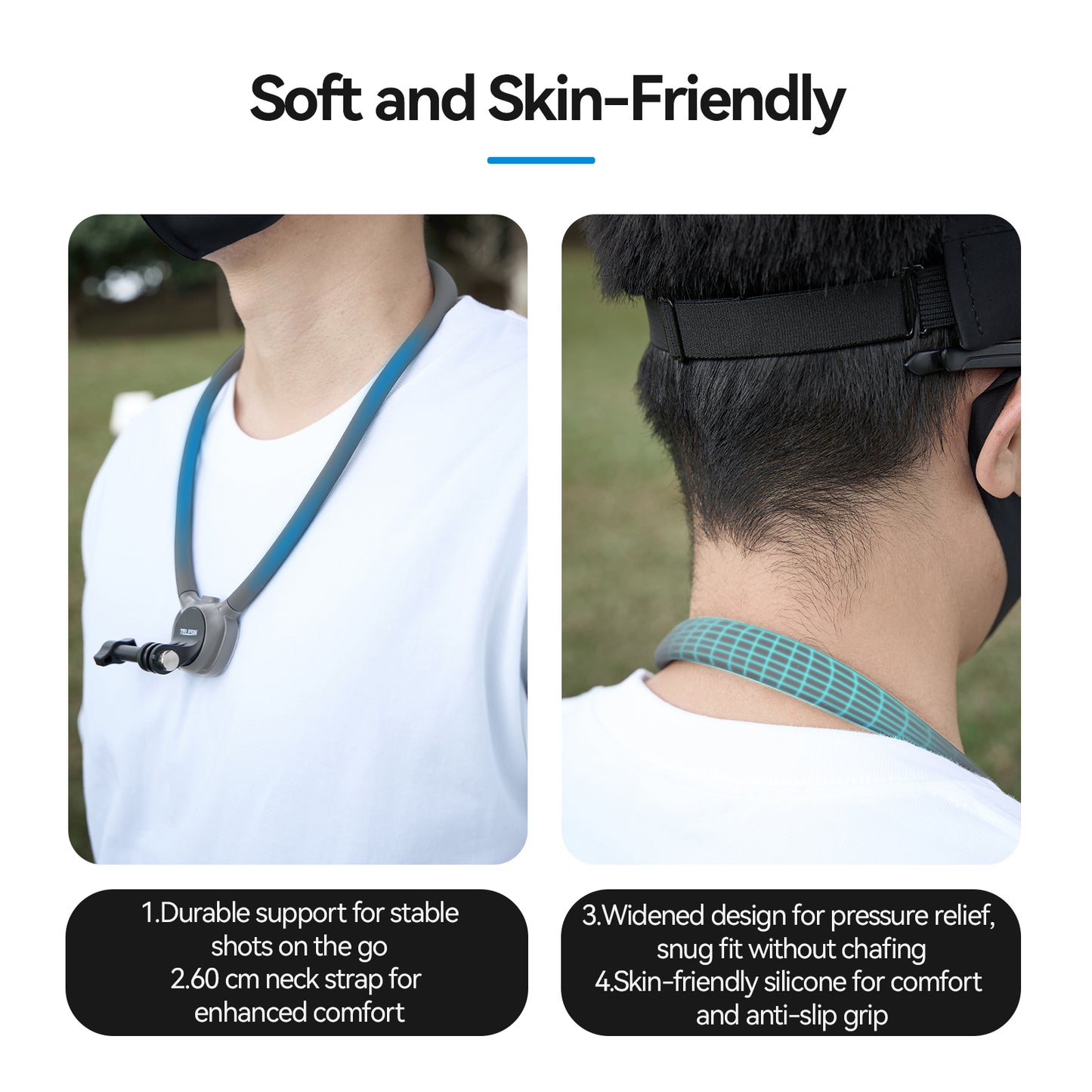 Telesin 360° Neck Mount Combo - for GoPro & Smartphone - Grey