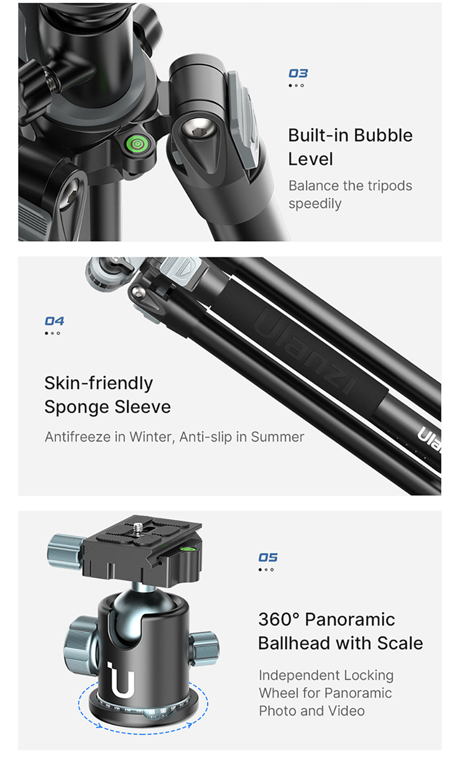 Ulanzi MT-59 premium tripod with horizontal/tiltable arm - 176cm