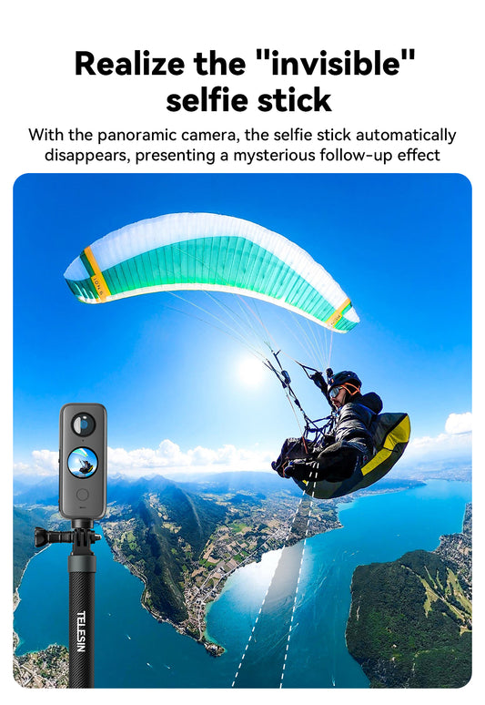 Telesin MNP-002 Selfie Stick 120 cm voor actioncamera en smartphone - Carbon - GoPro Selfie sticks