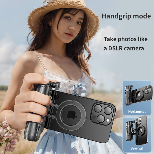 MOJOGEAR TS2 6-in-1 Mini Selfiestick Statief & Grip voor telefoon Magnetisch - Zwart - Statieven en toebehoren