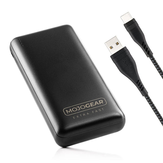 MOJOGEAR MINI XL 20,000 mAh EXTRA FAST power bank with USB-C to USB cable Extra Strong 1.5m