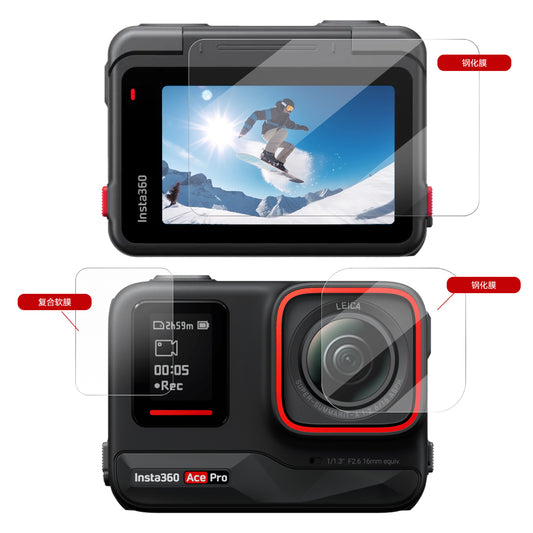 Telesin Screenprotector-set gehard glas Insta360 Ace Pro - GoPro Screenprotectors