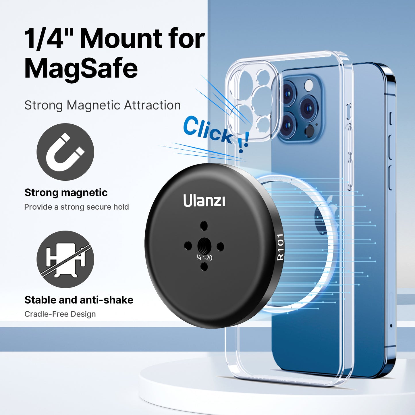 Ulanzi U-R101 magnetische Magsafe mount voor statief – Met 1/4 inch schroefgat - Telefoonhouders